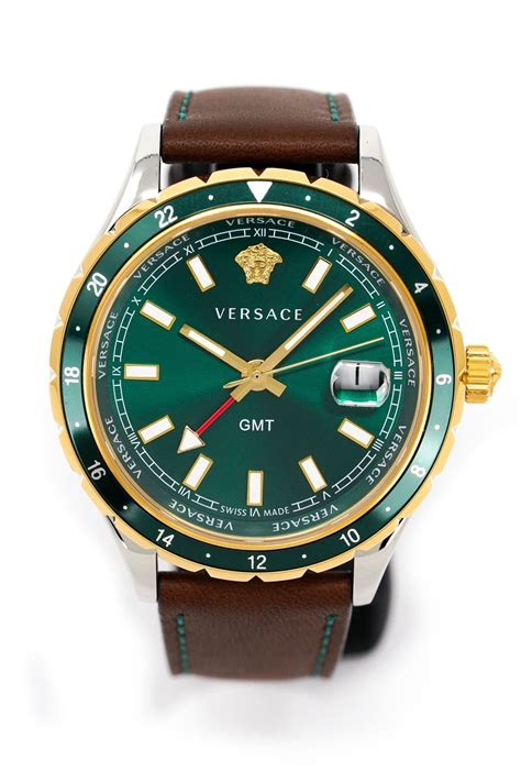 versace hellen green v 11090017 gmt prezzo|Men's Hellenyium Leather Green Dial Watch .